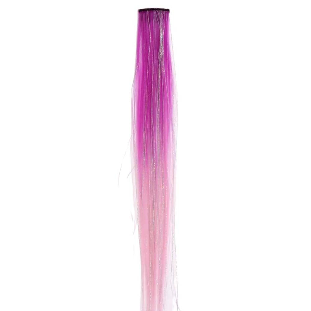 PURPLE &amp; PINK 40CM TINSEL CLIP IN HAIR EXTENSIONS HAIR HIGHLIGHTS