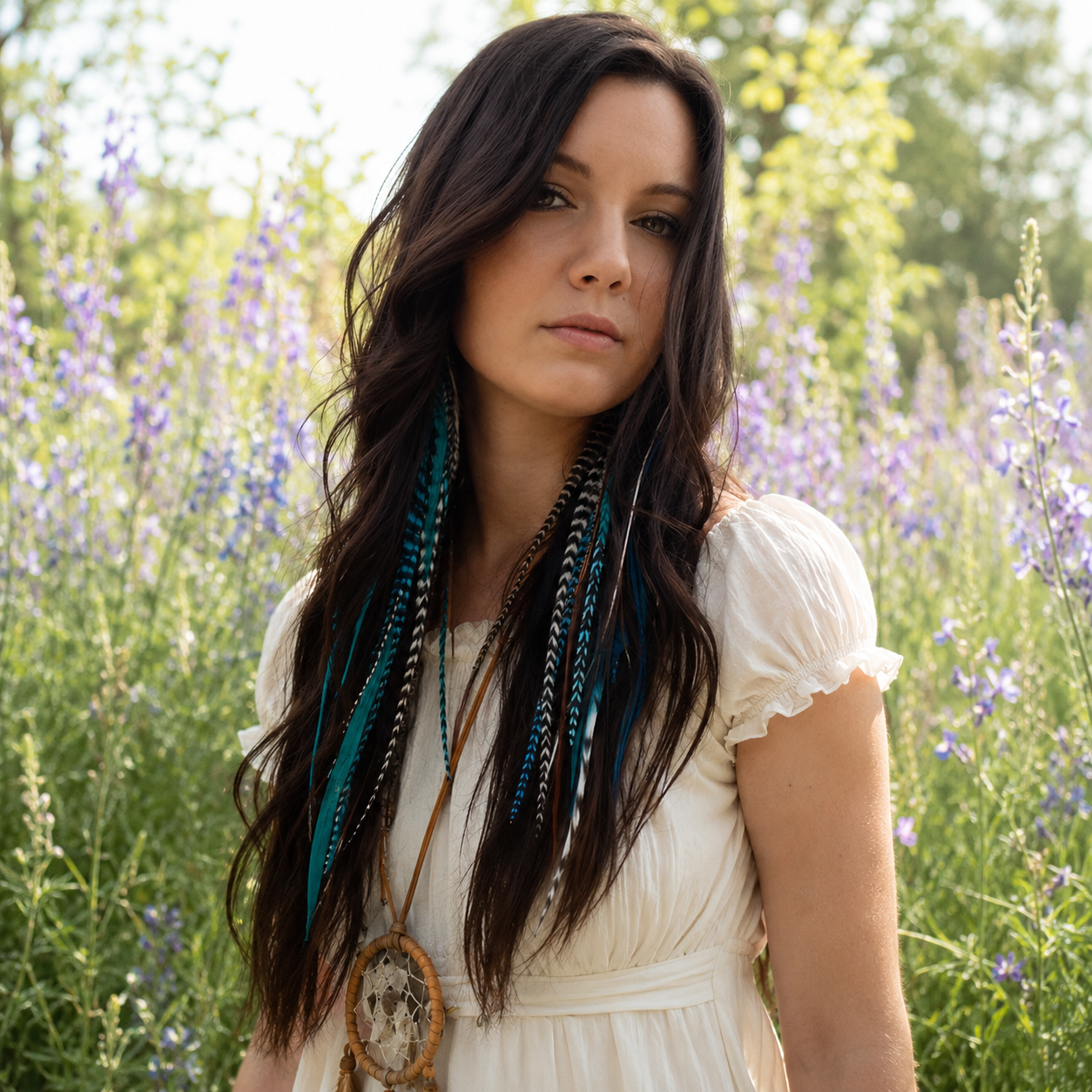 LAKE BLUE CLIP IN FEATHER HAIR EXTENSIONS COLORFUL SYNTHETIC HIGHLIGHTS