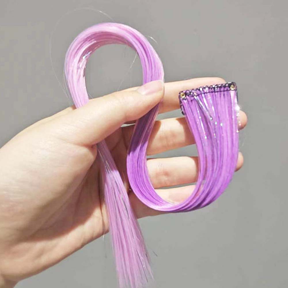 PURPLE &amp; PINK 40CM TINSEL CLIP IN HAIR EXTENSIONS HAIR HIGHLIGHTS