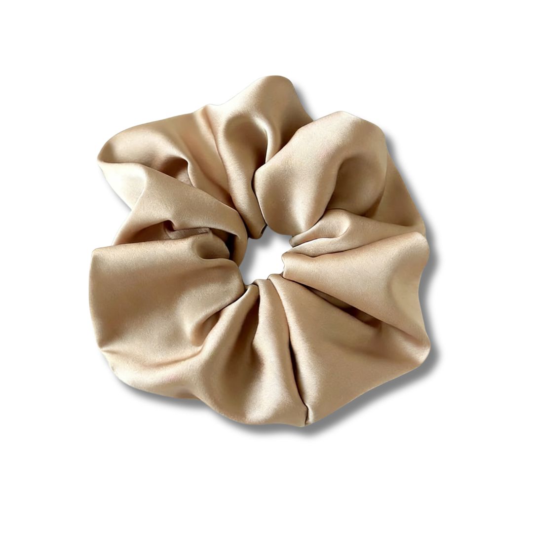 18CM KHAKI OVERSIZE LARGE SCRUNCHIES SILK SATIN ELASTIC HAIR ROPE PONYTAIL TIE