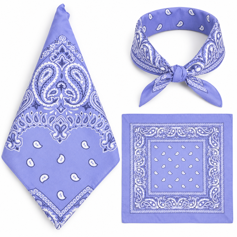 Light Purple 100% cotton paisley bandana head scarf on a white background.