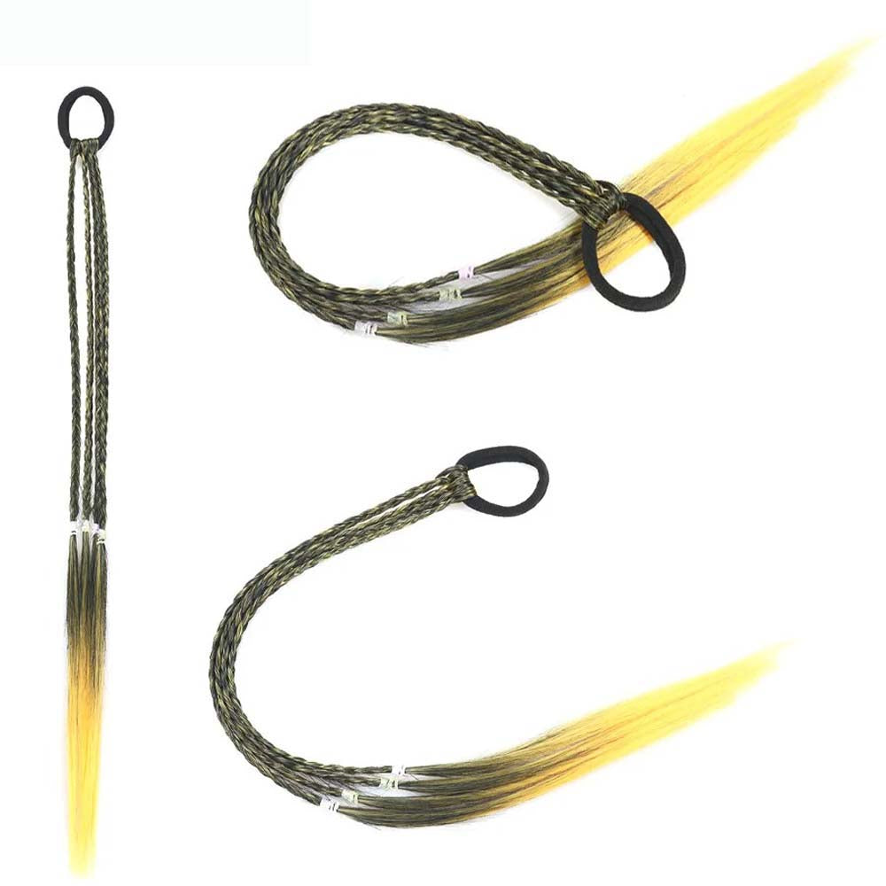 OLIVE &amp; YELLOW 50CM BRAID TWIST PONYTAIL WITH HAIR TIES