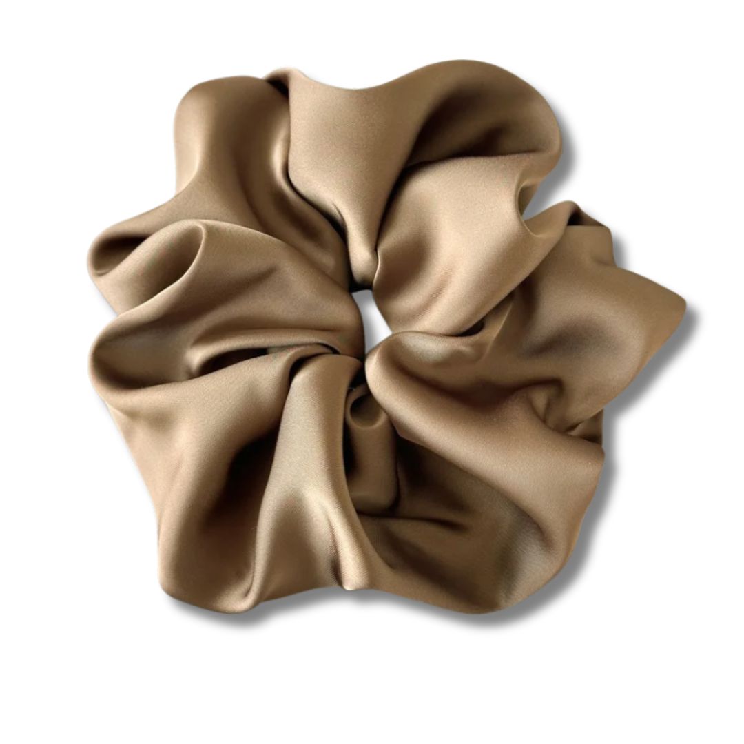 18CM COFFEE OVERSIZE LARGE SCRUNCHIES SILK SATIN ELASTIC HAIR ROPE PONYTAIL TIE