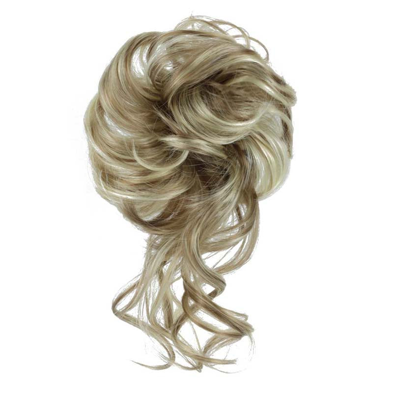 BLEACH BLONDE 20CM SYNTHETIC HAIR BUN EXTENSIONS MESSY CURLY SCRUNCHIES