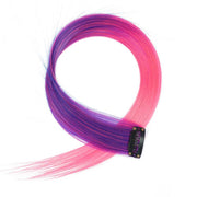 Purple & Pink Clip On Coloured Hair Extension Colorful Highlights