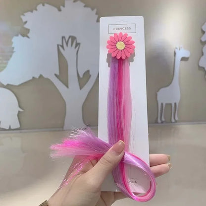 40CM FLOWER HAIR CLIPS WITH COLORFUL EXTENSIONS