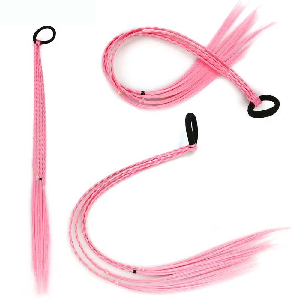 PUNCH PINK 50CM BRAID TWIST PONYTAIL WITH HAIR TIES