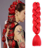 CANDY RED BRAID HAIR EXTENSIONS 24"