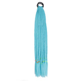 24'' BRAIDED PONYTAIL HAIR EXTENSION WITH ELASTIC RUBBER BANDS AQUAMARINE SYNTHETIC BRAIDING HAIR