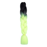 BLACK, PASTEL YELLOW TWO TONE OMBRÉ BRAID HAIR EXTENSIONS 24"