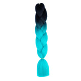 24'' TWO TONE OMBRÉ JUMBO BRAID HAIR EXTENSIONS BLACK, SEA GREEN SYNTHETIC BRAIDING HAIR