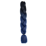 24'' TWO TONE OMBRÉ JUMBO BRAID HAIR EXTENSIONS BLACK, DARK BLUE SYNTHETIC BRAIDING HAIR