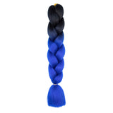 24'' TWO TONE OMBRÉ JUMBO BRAID HAIR EXTENSIONS BLACK, ROYAL BLUE SYNTHETIC BRAIDING HAIR