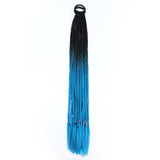 24'' BRAIDED PONYTAIL HAIR EXTENSION WITH ELASTIC RUBBER BANDS BLACK, AZURE BLUE SYNTHETIC BRAIDING HAIR