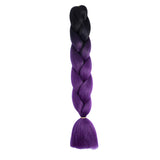 BLACK, DARK PURPLE TWO TONE OMBRÉ BRAID HAIR EXTENSIONS 24