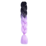 24'' TWO TONE OMBRÉ JUMBO BRAID HAIR EXTENSIONS BLACK, LAVENDER SYNTHETIC BRAIDING HAIR