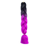 BLACK, ROSE PURPLE TWO TONE OMBRÉ BRAID HAIR EXTENSIONS 24