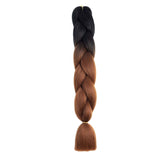 24'' TWO TONE OMBRÉ JUMBO BRAID HAIR EXTENSIONS BLACK, COFFEE SYNTHETIC BRAIDING HAIR