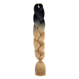 24'' TWO TONE OMBRÉ JUMBO BRAID HAIR EXTENSIONS BLACK, PEANUT SYNTHETIC BRAIDING HAIR