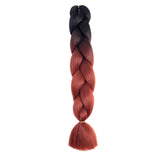 BLACK, UMBER TWO TONE OMBRÉ BRAID HAIR EXTENSIONS 24"