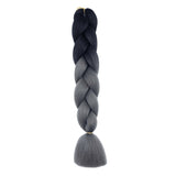 BLACK, METAL GRAY TWO TONE OMBRÉ BRAID HAIR EXTENSIONS 24"