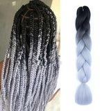 EDITH BLACK, LIGHT GRAY TWO TONE OMBRÉ BRAID HAIR 24"