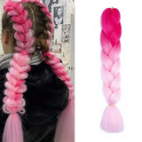 FUSCIA, BLUSH TWO TONE OMBRÉ BRAID HAIR EXTENSIONS 24"