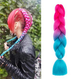 24'' TWO TONE OMBRÉ JUMBO BRAID HAIR EXTENSIONS HOT PINK, AQUA SYNTHETIC BRAIDING HAIR