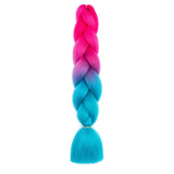 24'' TWO TONE OMBRÉ JUMBO BRAID HAIR EXTENSIONS HOT PINK, AQUA SYNTHETIC BRAIDING HAIR