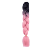 24'' TWO TONE OMBRÉ JUMBO BRAID HAIR EXTENSIONS BLACK, ROUGE SYNTHETIC BRAIDING HAIR