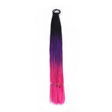 24'' BRAIDED PONYTAIL HAIR EXTENSION WITH ELASTIC RUBBER BANDS BLACK, PURPLE, ROSE SYNTHETIC BRAIDING HAIR