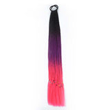 24'' BRAIDED PONYTAIL HAIR EXTENSION WITH ELASTIC RUBBER BANDS BLACK, DARK PURPLE, ROSE SYNTHETIC BRAIDING HAIR