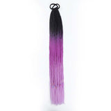 24'' BRAIDED PONYTAIL HAIR EXTENSION WITH ELASTIC RUBBER BANDS BLACK, ROSE, LIGHT PURPLE SYNTHETIC BRAIDING HAIR