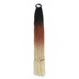 24'' BRAIDED PONYTAIL HAIR EXTENSION WITH ELASTIC RUBBER BANDS BLACK, COFFEE, BEIGE SYNTHETIC BRAIDING HAIR