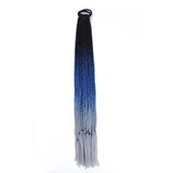 24'' BRAIDED PONYTAIL HAIR EXTENSION WITH ELASTIC RUBBER BANDS BLACK, BLUE, GREY SYNTHETIC BRAIDING HAIR