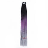 24'' BRAIDED PONYTAIL HAIR EXTENSION WITH ELASTIC RUBBER BANDS BLACK, LILAC, GREY SYNTHETIC BRAIDING HAIR