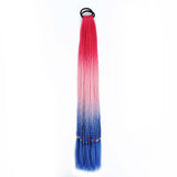 24'' BRAIDED PONYTAIL HAIR EXTENSION WITH ELASTIC RUBBER BANDS ROSE, PINK, BLUE SYNTHETIC BRAIDING HAIR