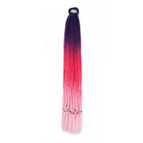 24'' BRAIDED PONYTAIL HAIR EXTENSION WITH ELASTIC RUBBER BANDS PURPLE, ROSE, PINK SYNTHETIC BRAIDING HAIR