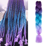 24'' THREE TONE OMBRÉ JUMBO BRAID HAIR EXTENSIONS PURPLE, BLUE, LAVENDER SYNTHETIC BRAIDING HAIR