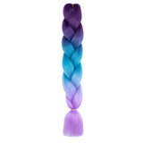 PURPLE, BLUE, LAVENDER THREE TONE OMBRÉ BRAID HAIR EXTENSIONS 24