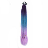 24'' BRAIDED PONYTAIL HAIR EXTENSION WITH ELASTIC RUBBER BANDS PURPLE, BLUE, LAVENDER SYNTHETIC BRAIDING HAIR