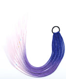 24'' BRAIDED PONYTAIL HAIR EXTENSION WITH ELASTIC RUBBER BANDS BLUE, PURPLE, SEASHELL SYNTHETIC BRAIDING HAIR