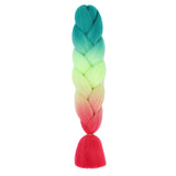 TURQUOISE, BRIGHT YELLOW, CANDY  THREE TONE OMBRÉ BRAID HAIR EXTENSIONS 24