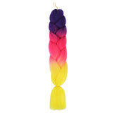 PURPLE, ROSE, YELLOW THREE TONE OMBRÉ BRAID HAIR EXTENSIONS 24