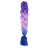 LAVENDER, PINK, BLUE THREE TONE OMBRÉ BRAID HAIR EXTENSIONS 24"