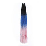 24'' BRAIDED PONYTAIL HAIR EXTENSION WITH ELASTIC RUBBER BANDS BLACK, BLUE, LIGHT PINK SYNTHETIC BRAIDING HAIR