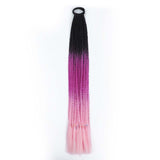 24'' BRAIDED PONYTAIL HAIR EXTENSION WITH ELASTIC RUBBER BANDS BLACK, PURPLE, PINK SYNTHETIC BRAIDING HAIR