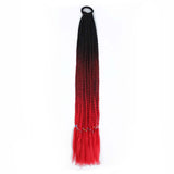 24'' BRAIDED PONYTAIL HAIR EXTENSION WITH ELASTIC RUBBER BANDS BLACK, CHERRY, CANDY RED SYNTHETIC BRAIDING HAIR