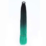 24'' BRAIDED PONYTAIL HAIR EXTENSION WITH ELASTIC RUBBER BANDS BLACK, GREEN, JADE SYNTHETIC BRAIDING HAIR