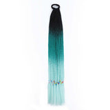 24'' BRAIDED PONYTAIL HAIR EXTENSION WITH ELASTIC RUBBER BANDS BLACK, JADE, PALE TURQUOISE SYNTHETIC BRAIDING HAIR